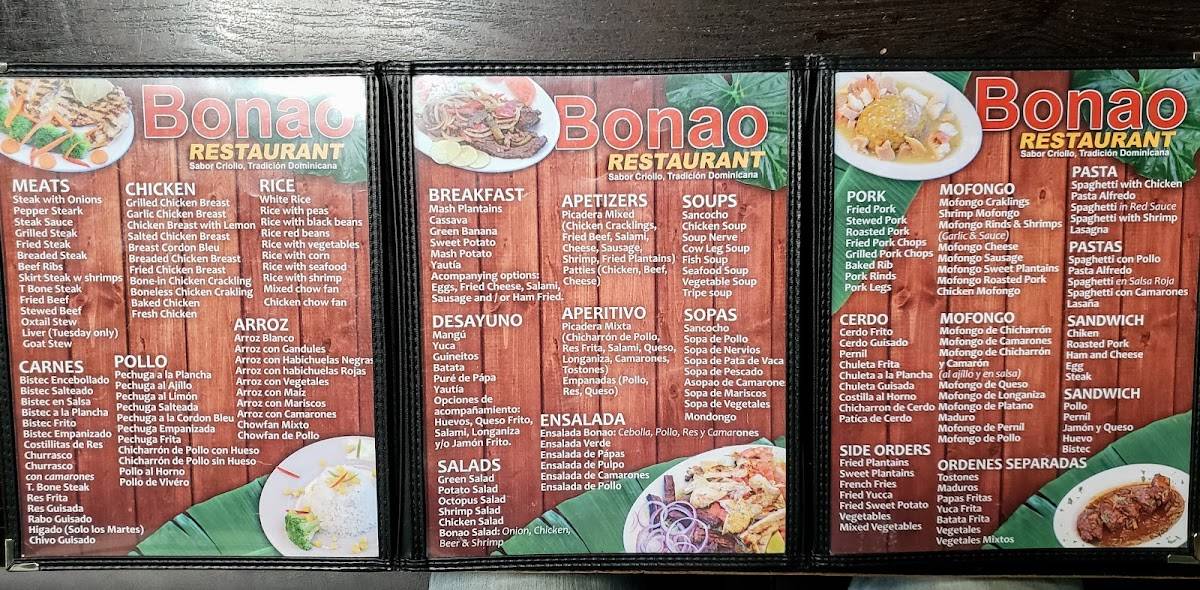 Menu at Bonao Restaurant, Perth Amboy