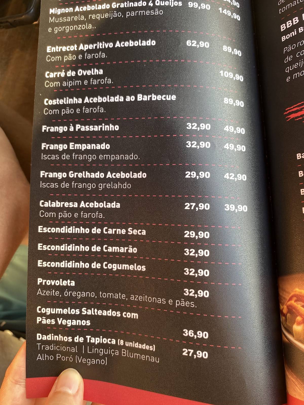 Bar do Boni cardápio