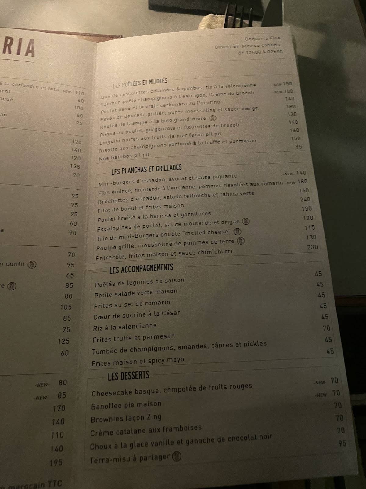 Menu de Boquería Fina