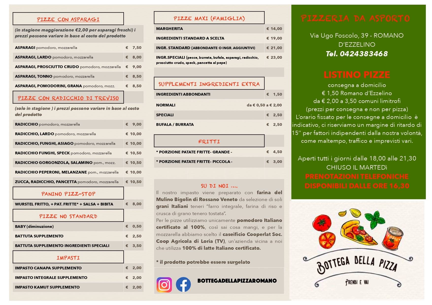 Menu di Bottega Della Pizza 