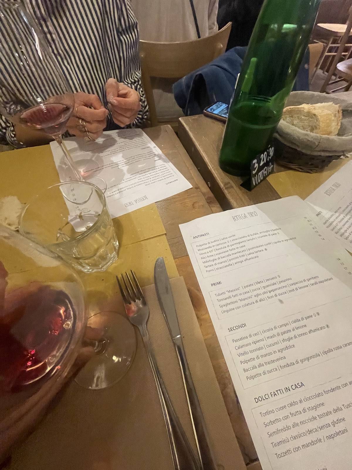 Menu di Bottega Tirso 