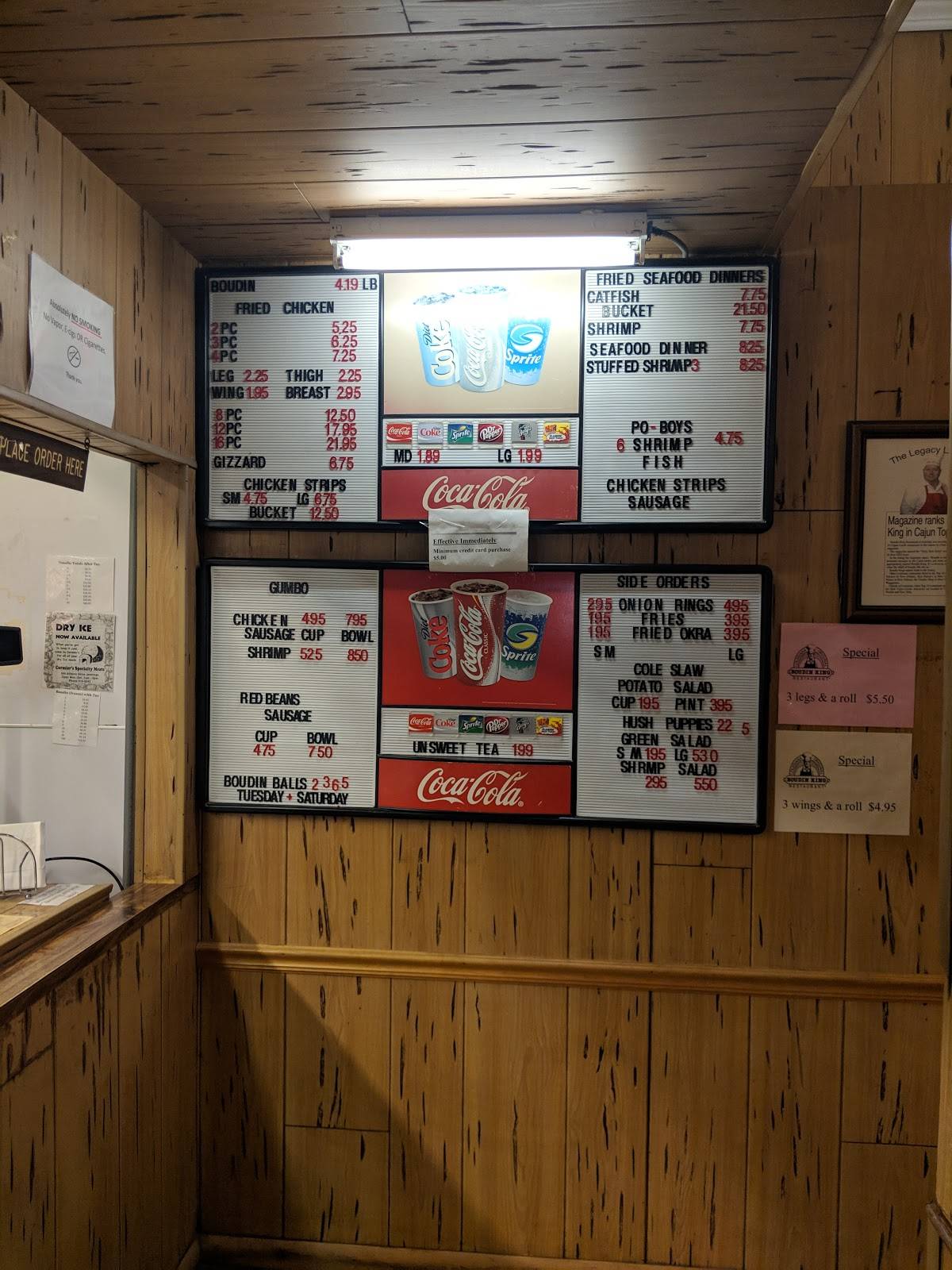 Menu at Boudin King Restaurant, Jennings