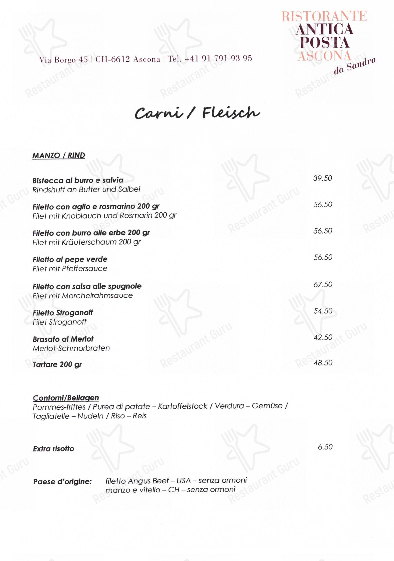 Menu di Boutique-Hotel & Ristorante Antica Posta - Menu