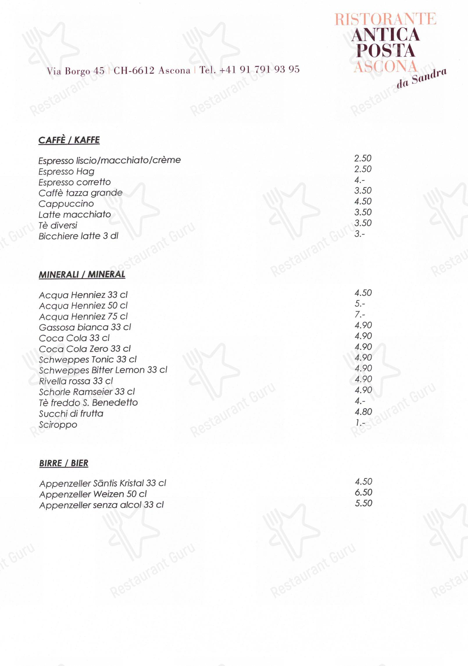 Boutique-Hotel & Ristorante Antica Posta in Ascona - Menu