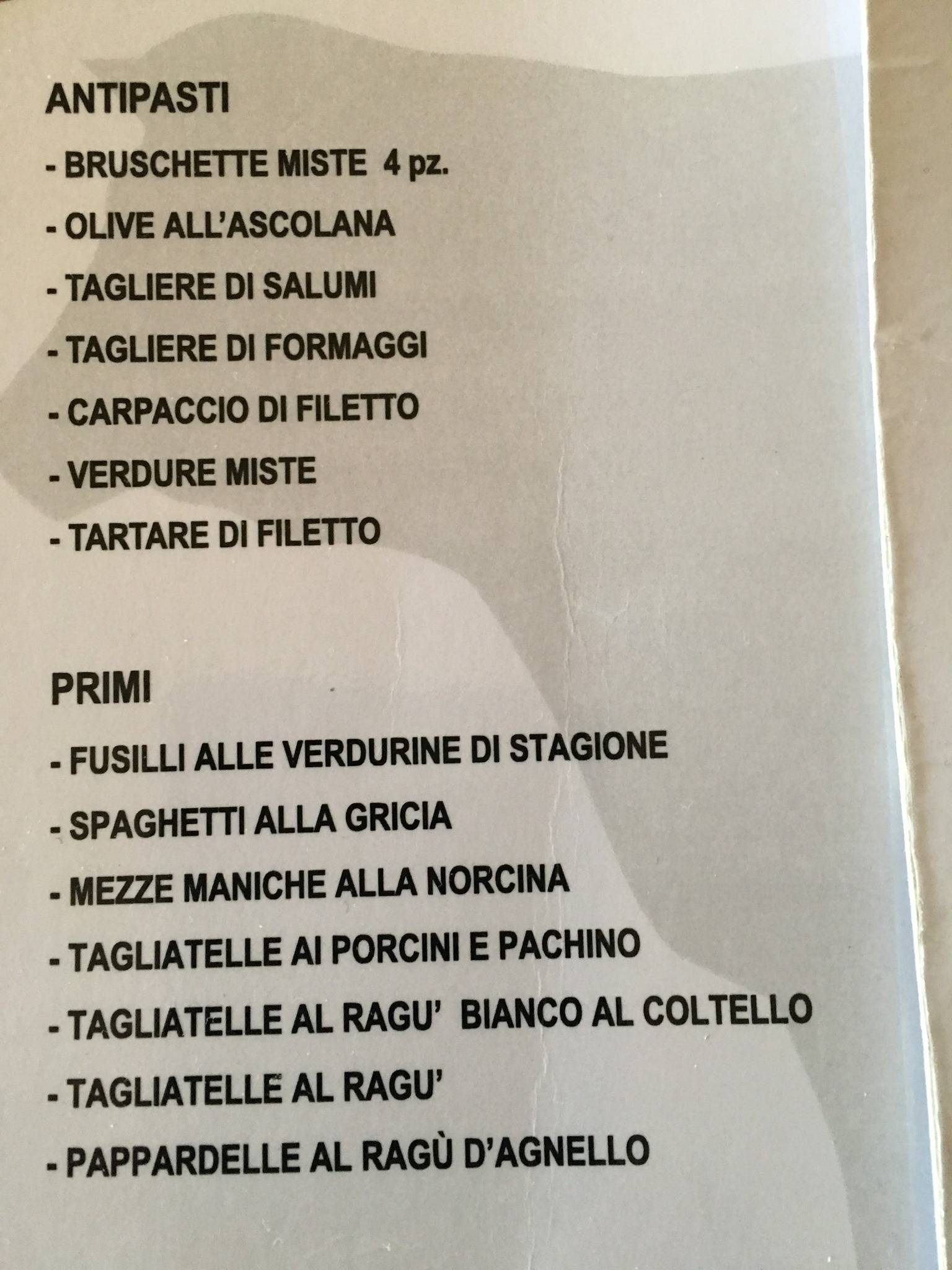 Menu di Braceria Reale 