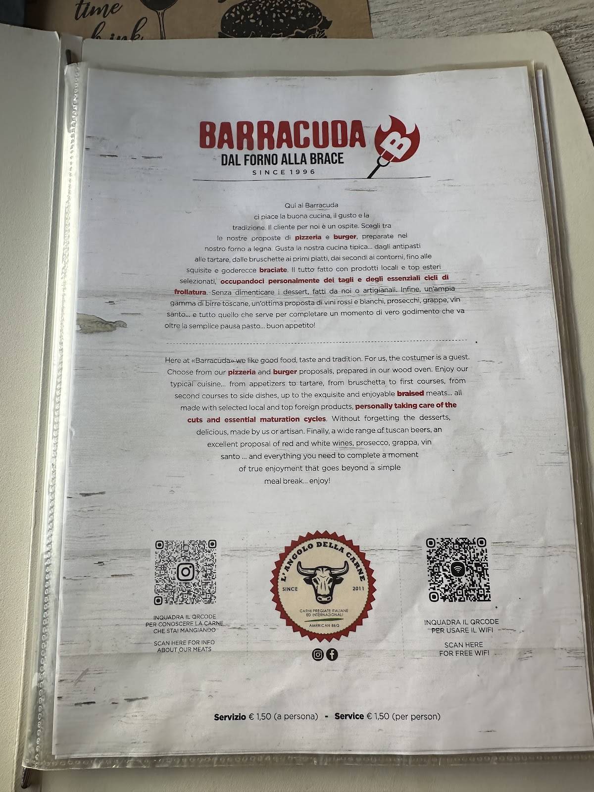 Menu di Braceria Ristorante Il Barracuda 