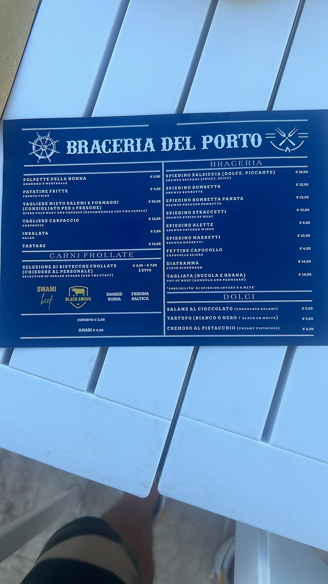 Menu di Braceria del porto 