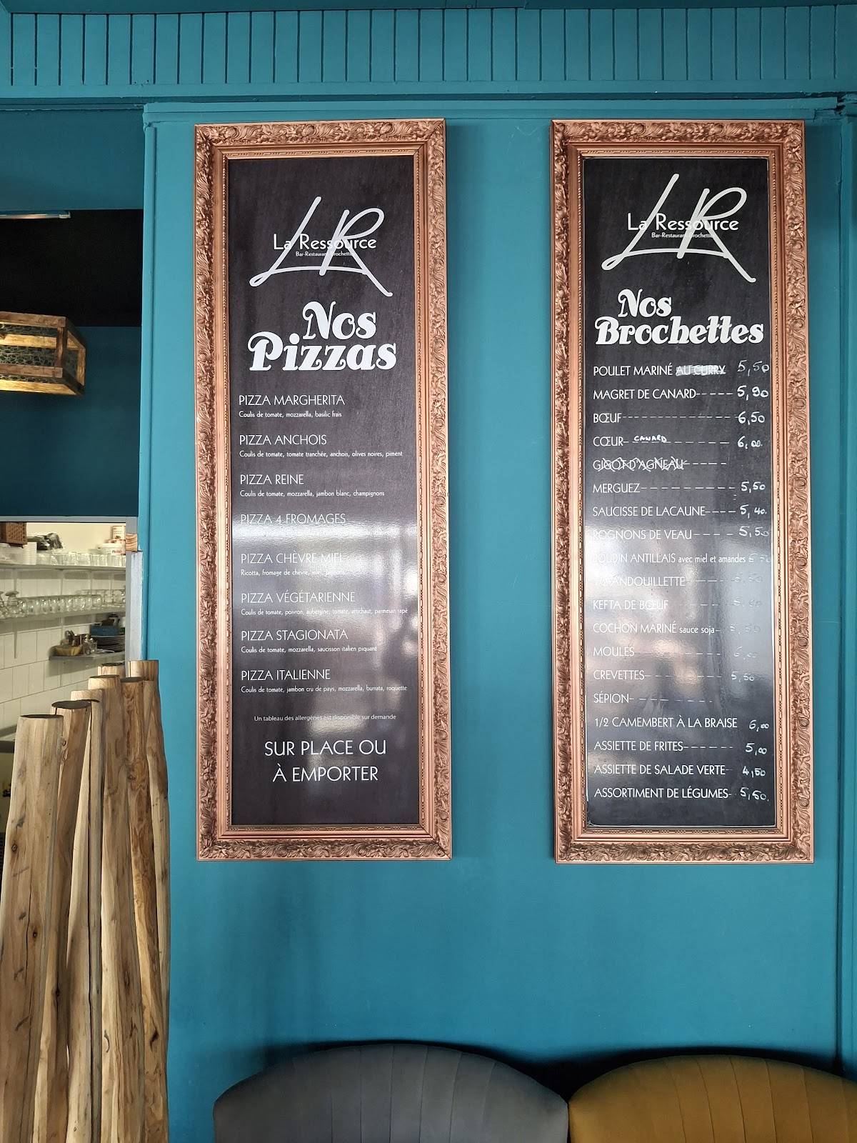 Menu de Brasserie LA RESSOURCE