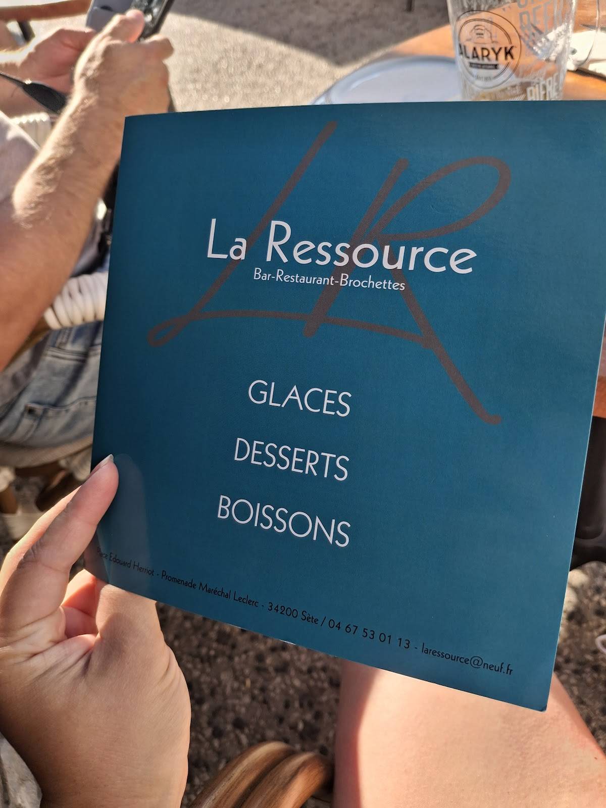 Menu de Brasserie LA RESSOURCE