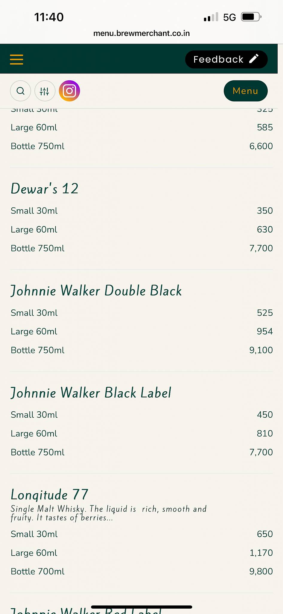 Brew Merchant. Cafe & Bar menu