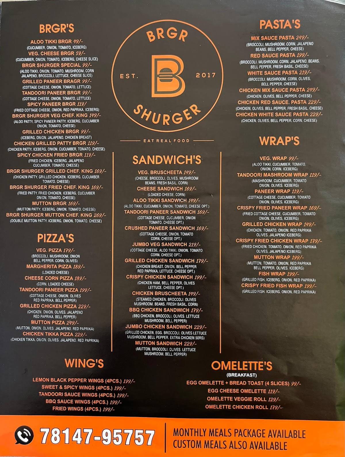 Brgr Shurgur menu