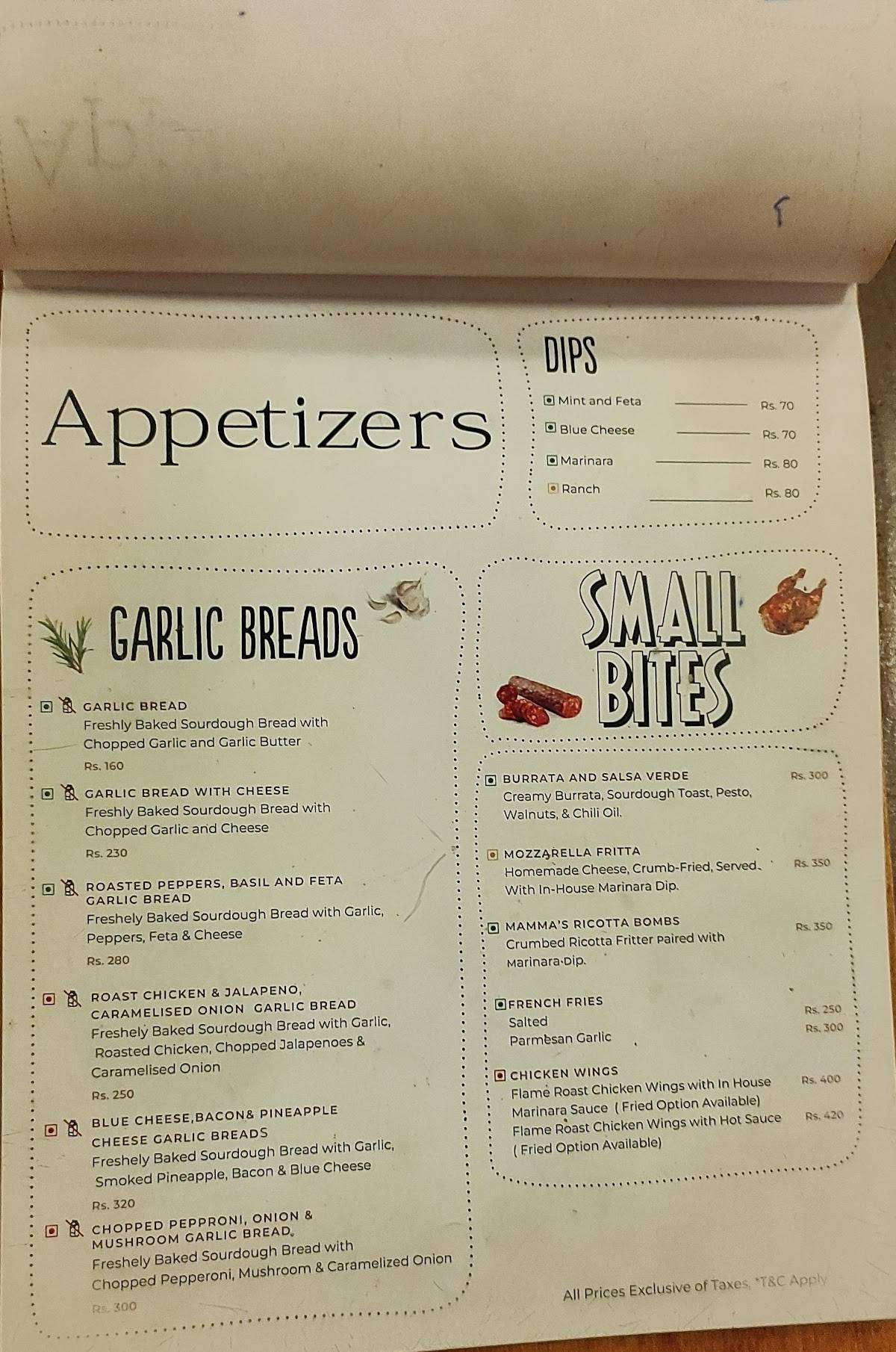 Brik Oven - Neapolitan Style Pizzas (Church Street) menu