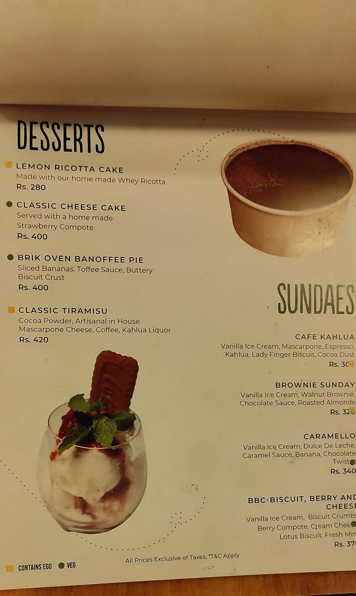 Brik Oven - Neapolitan Style Pizzas (Church Street) menu