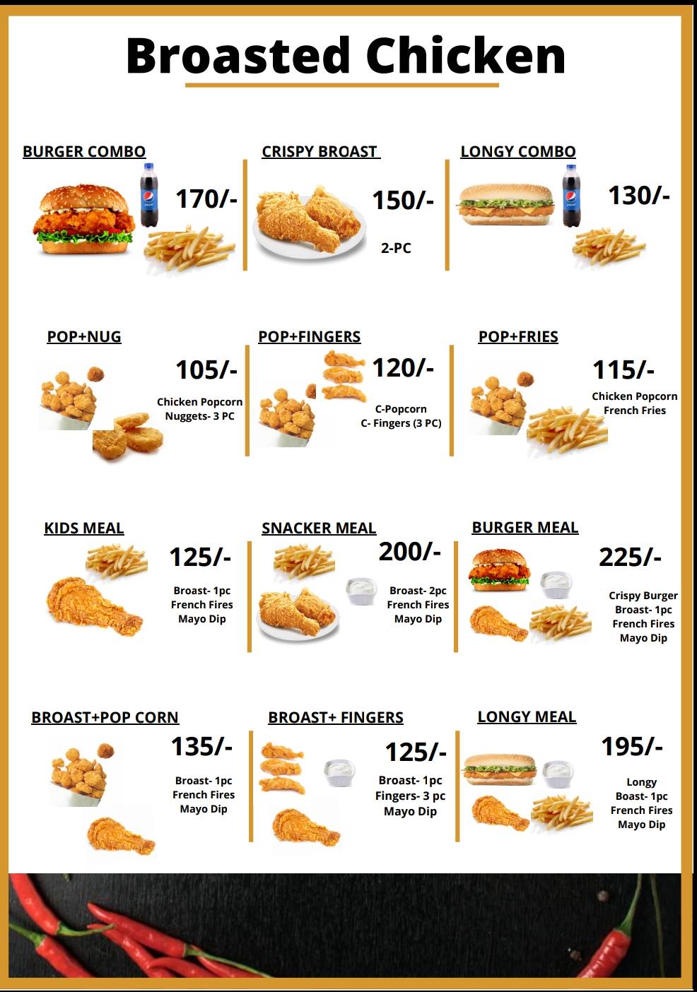Broasted Chicken menu