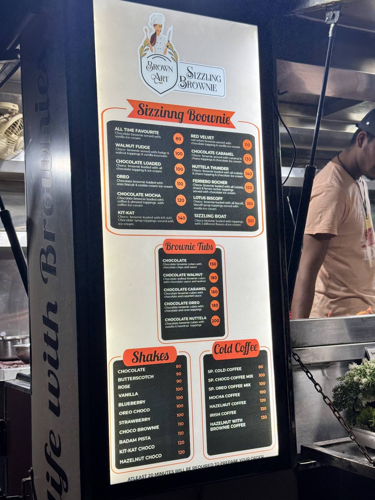 Brown Art- Sizzling Brownie menu