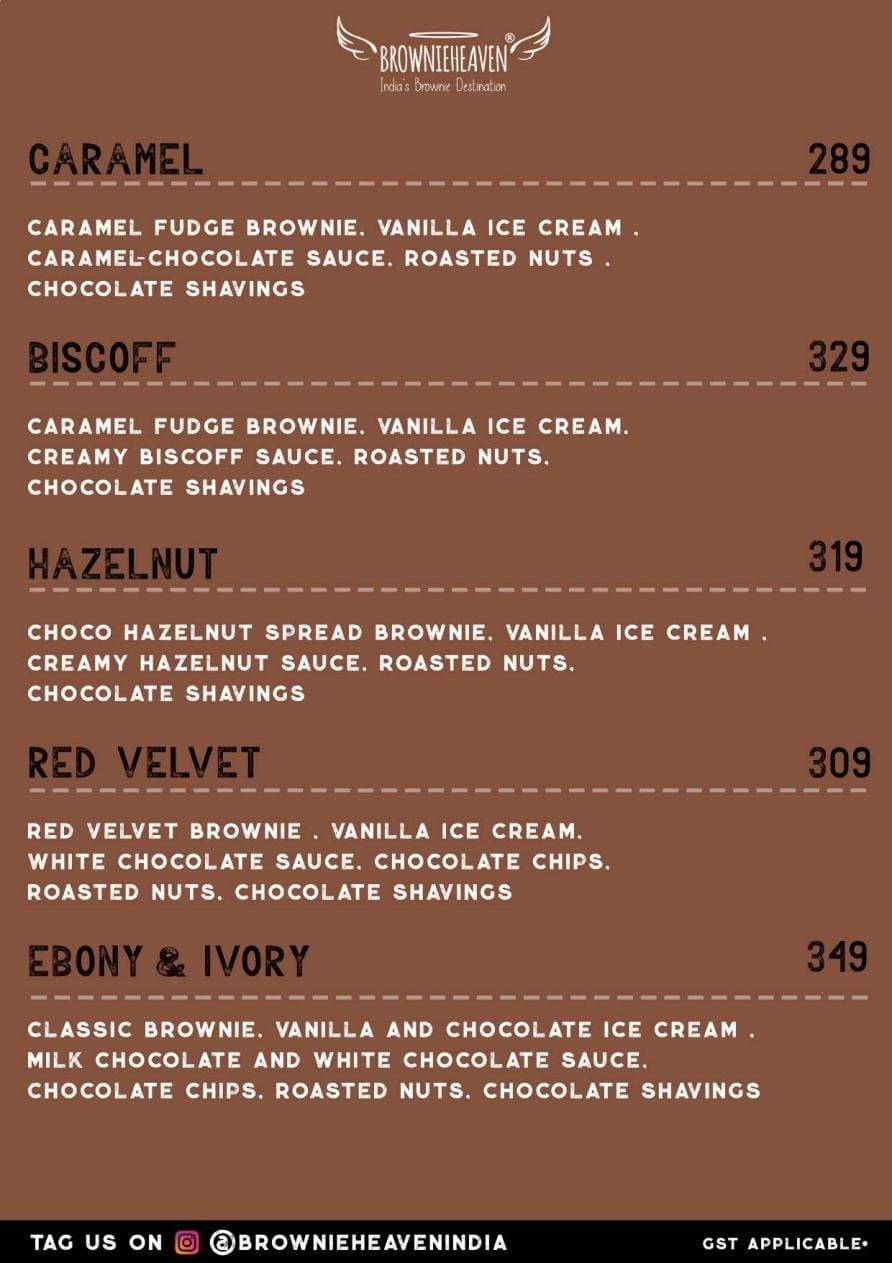 Brownie Heaven Tambaram menu