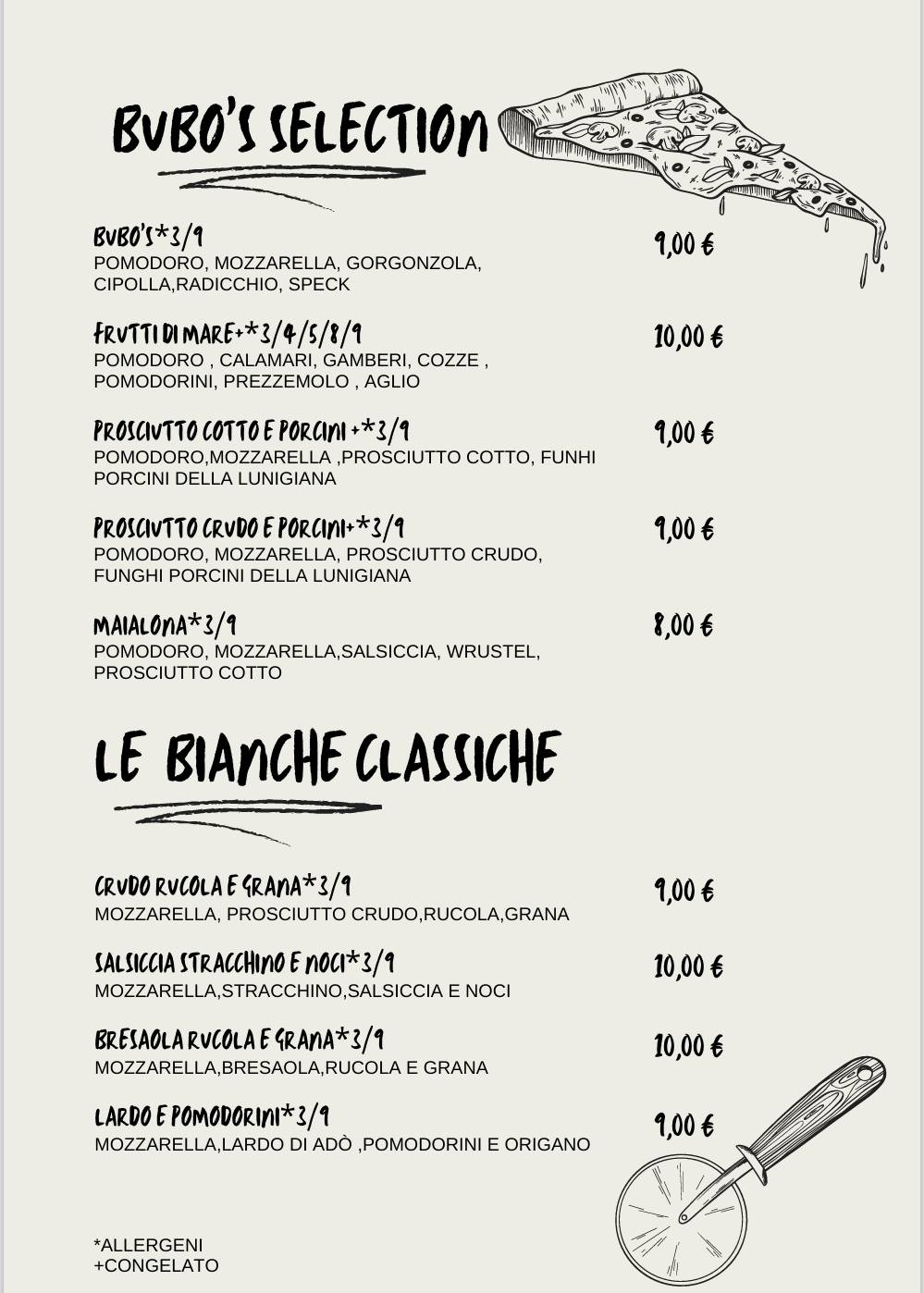 Menu di Bubo's 