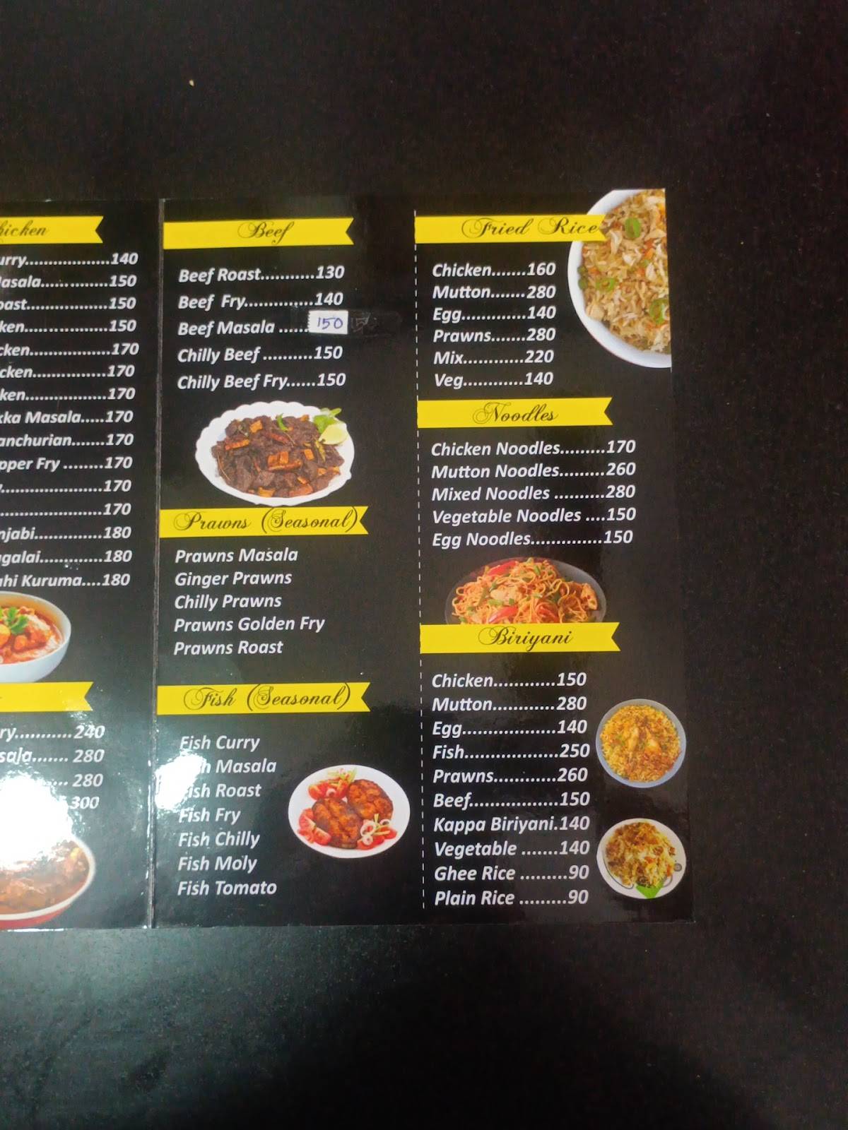 Buhari Hotel menu