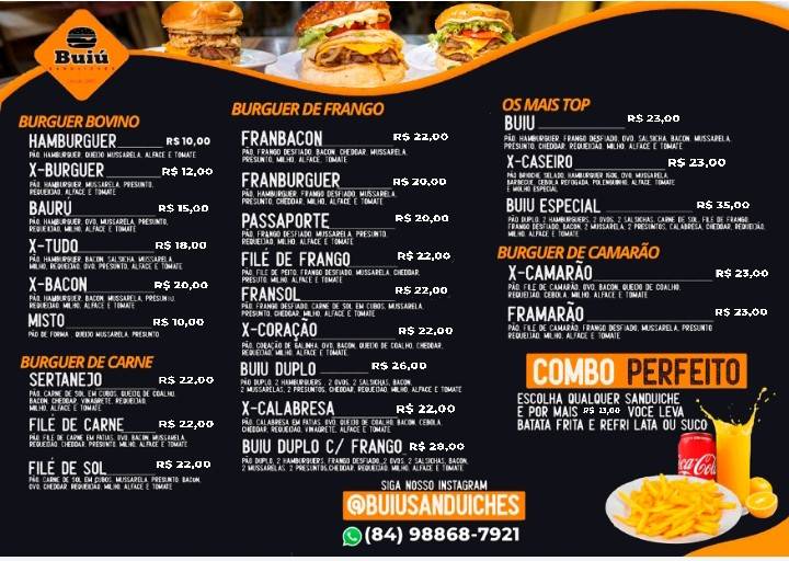 Buiú Sanduíches cardápio