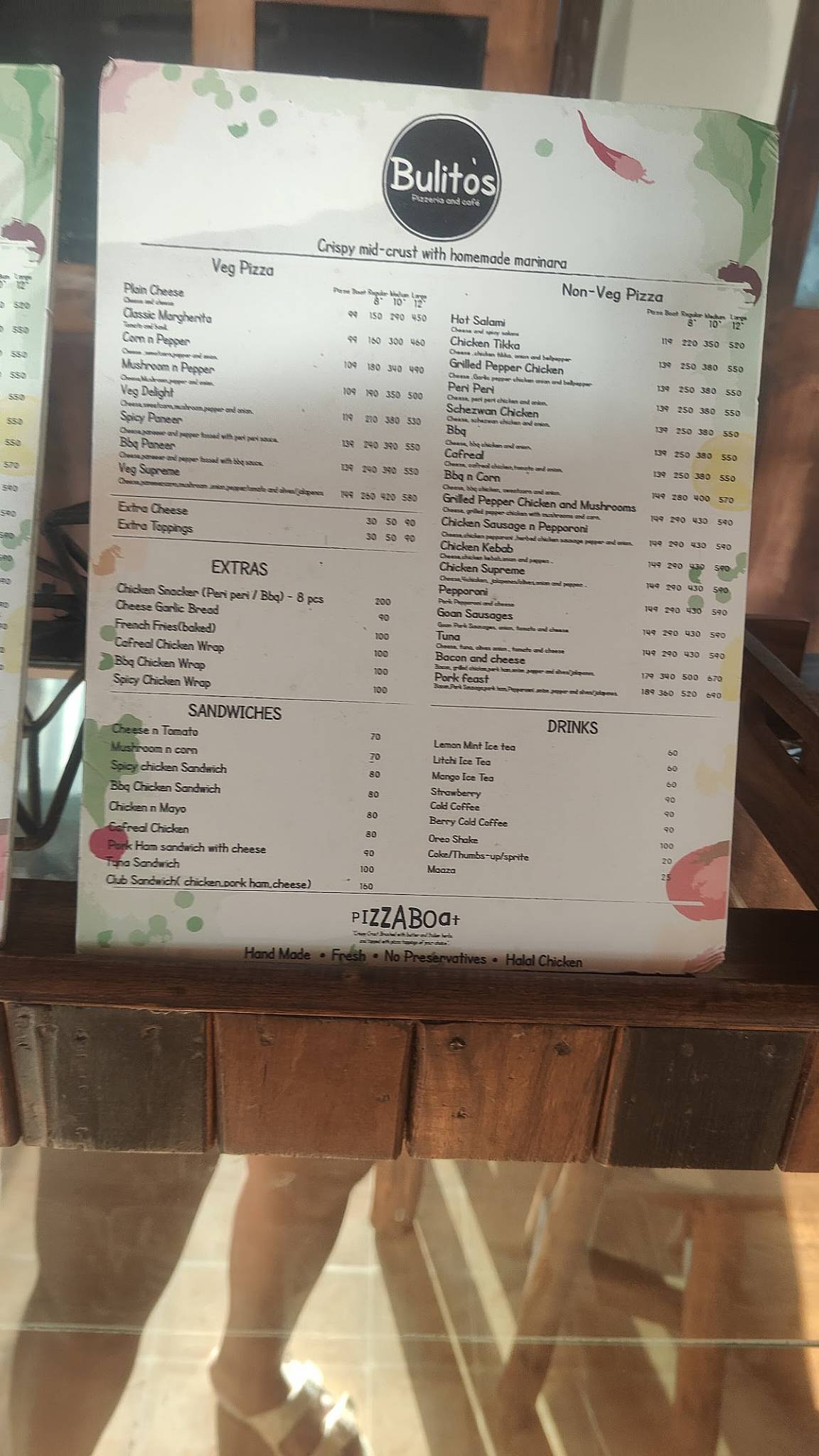 Bulito's menu