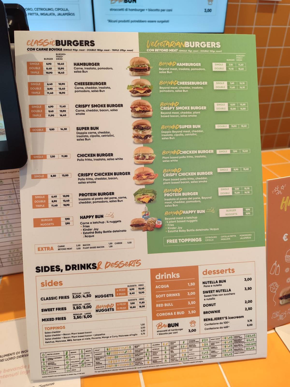 Menu di Bun Burgers - Principi D'Acaja 