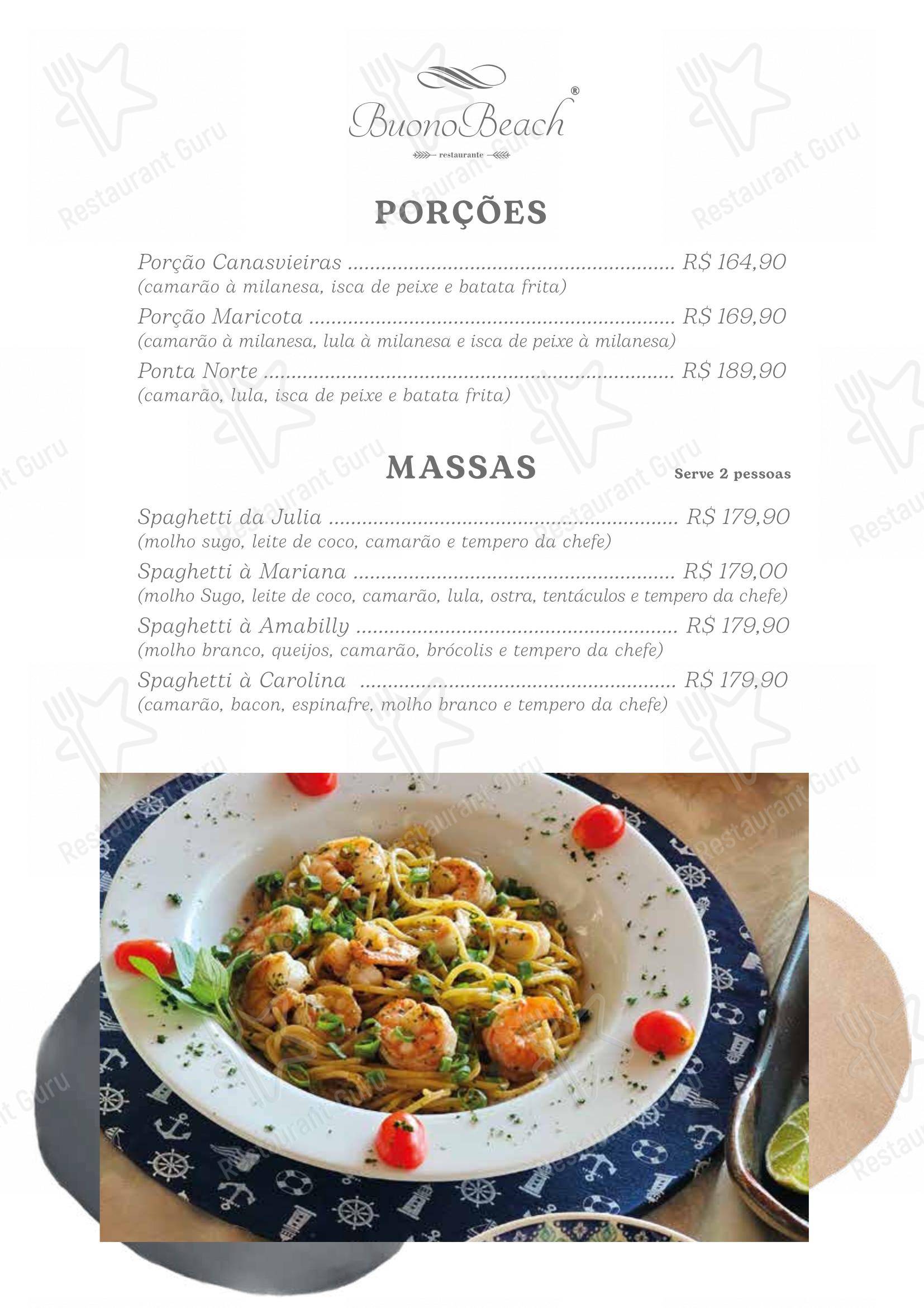 Menu para Buono Beach Restaurante restaurante