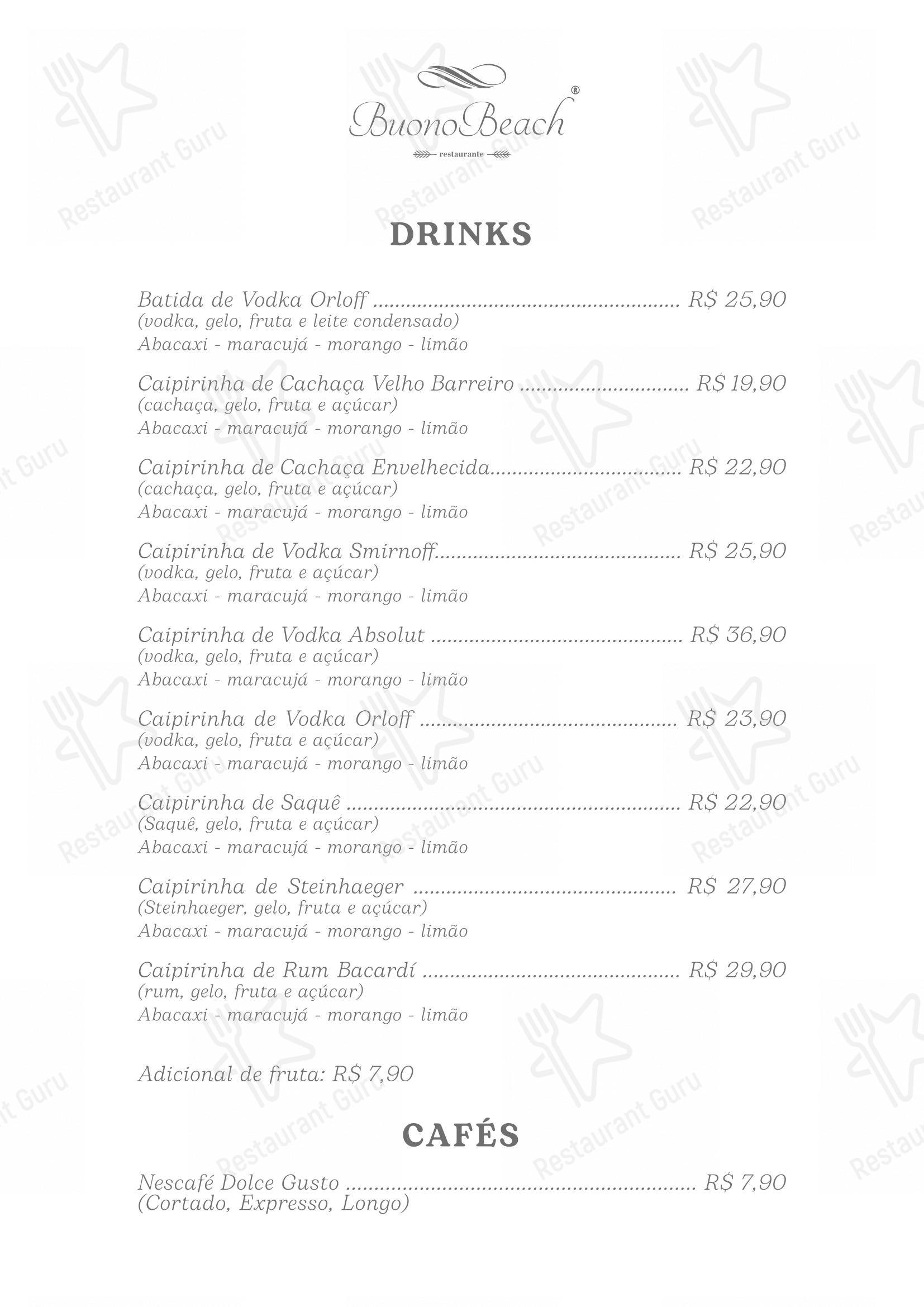 Buono Beach Restaurante - Menu