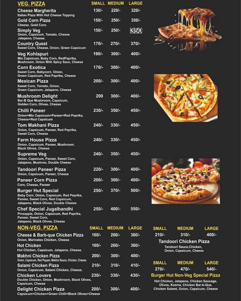 Burger Hut menu