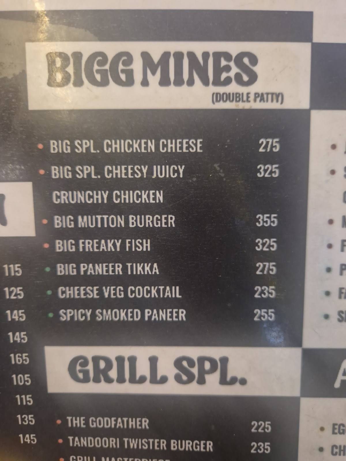 Burger Mines menu