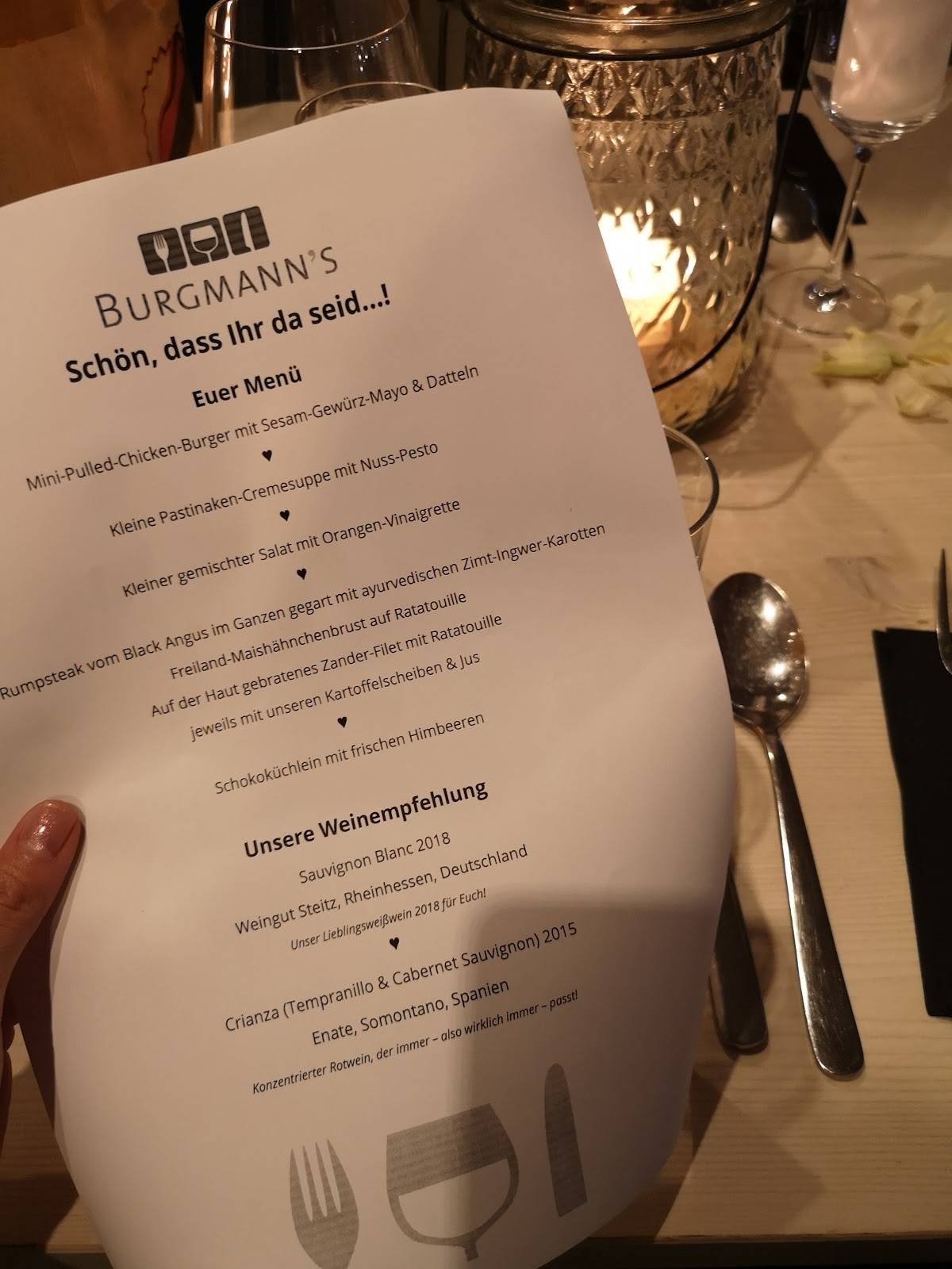 Speisekarte von Burgmann's restaurant, Weilheim an der Teck