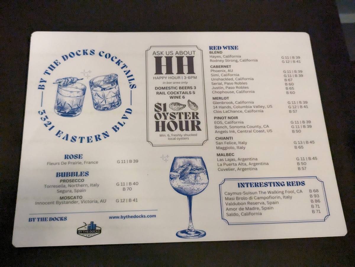 Menu At By The Docks Steakhouse, Middle River