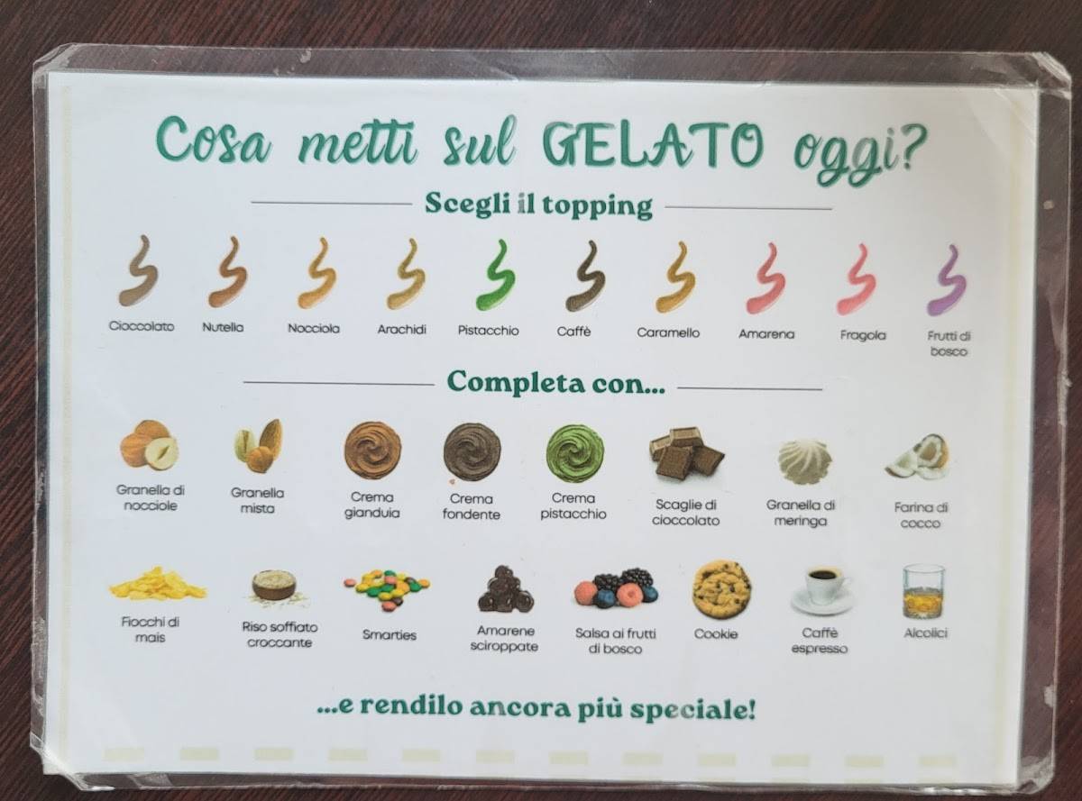Menu di CHERRY&CREAM - Gelateria, Cioccolateria, Sala tè - Rag. Soc. Alfa Gelati di Fontana Alessio & C. S.N.C. 
