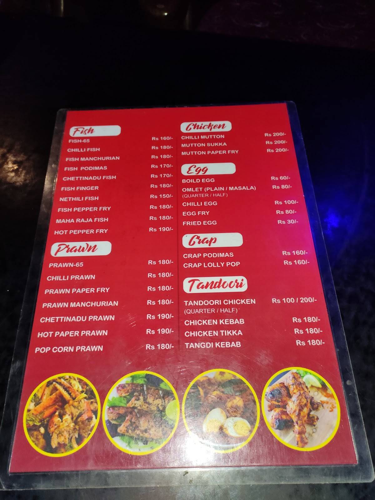 CRC Bar menu