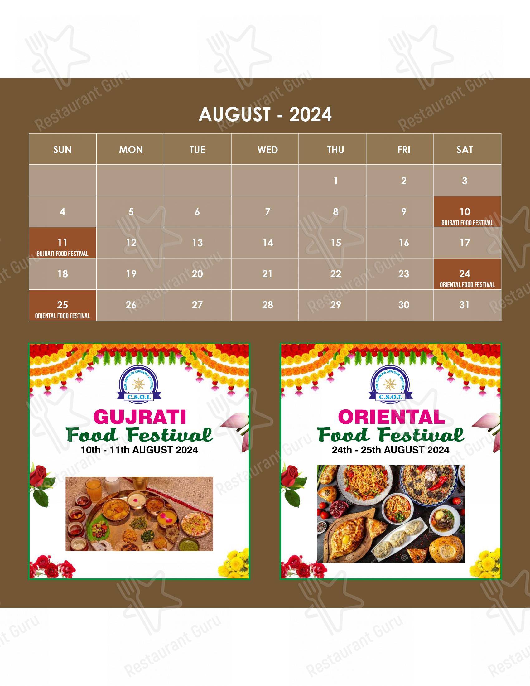 CSOI in New Delhi - Menu