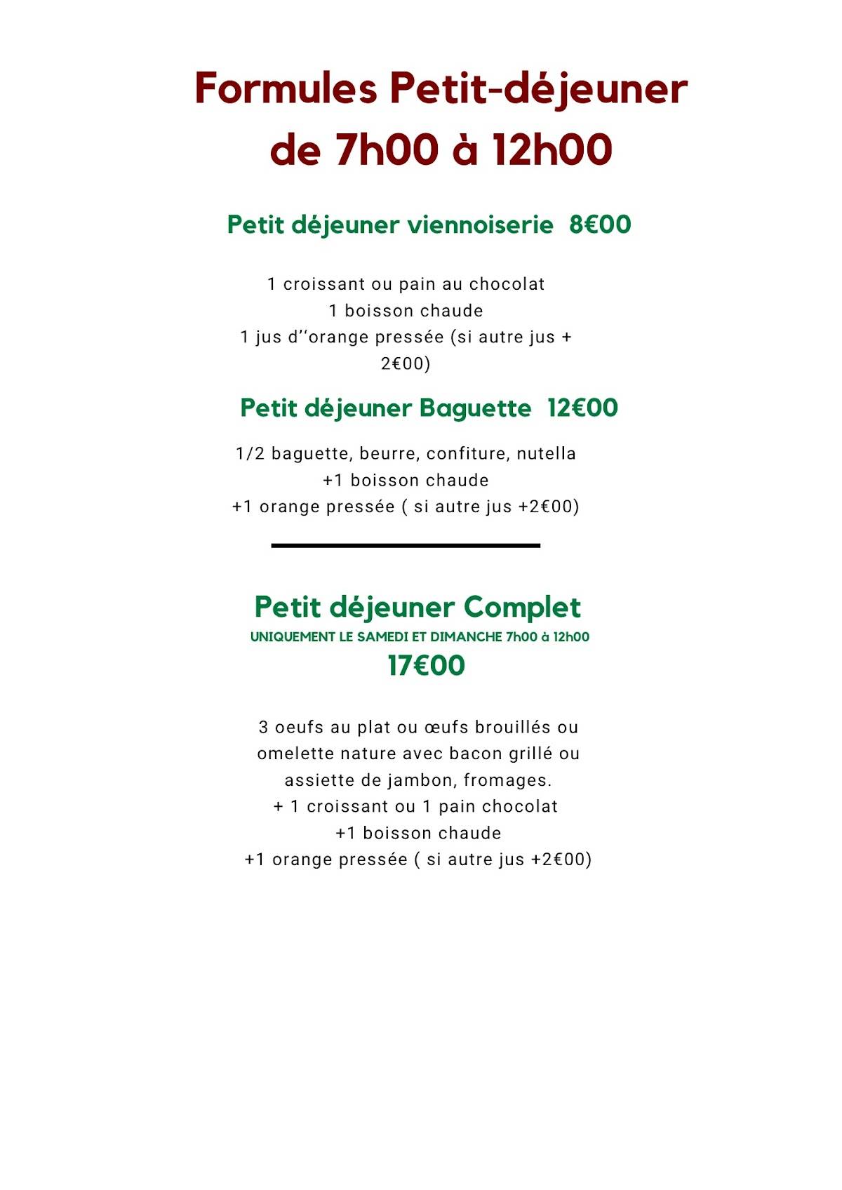 Menu de Da Mimi