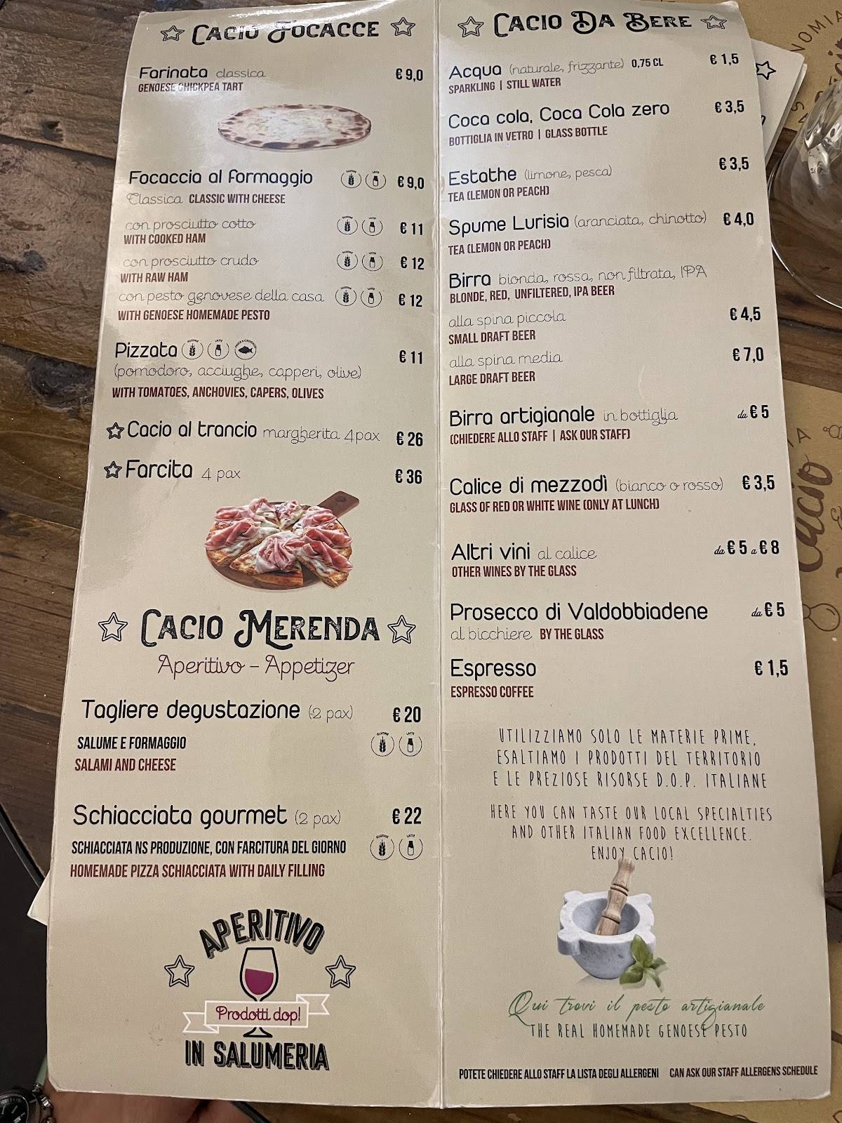 Menu di Cacio&pepe 