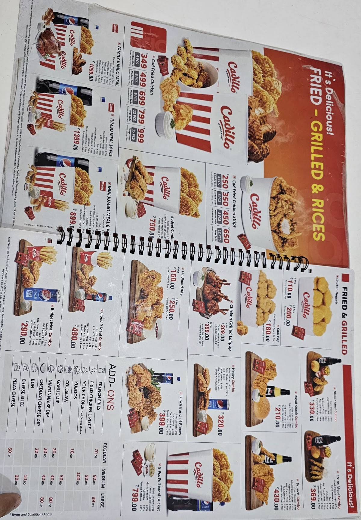 Cadillo menu