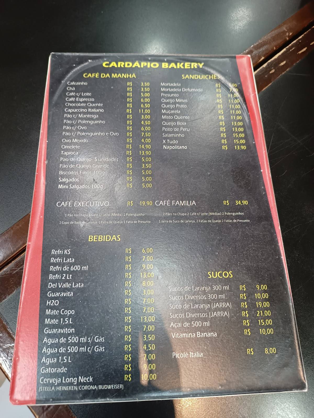 Café Bakery cardápio