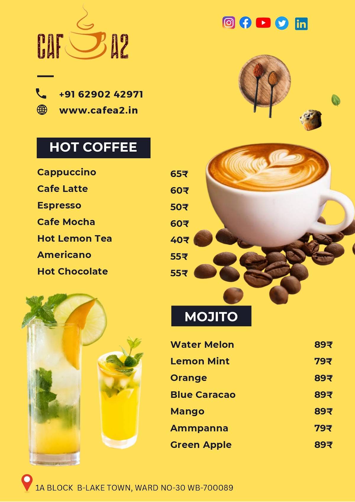 Cafe A2 menu