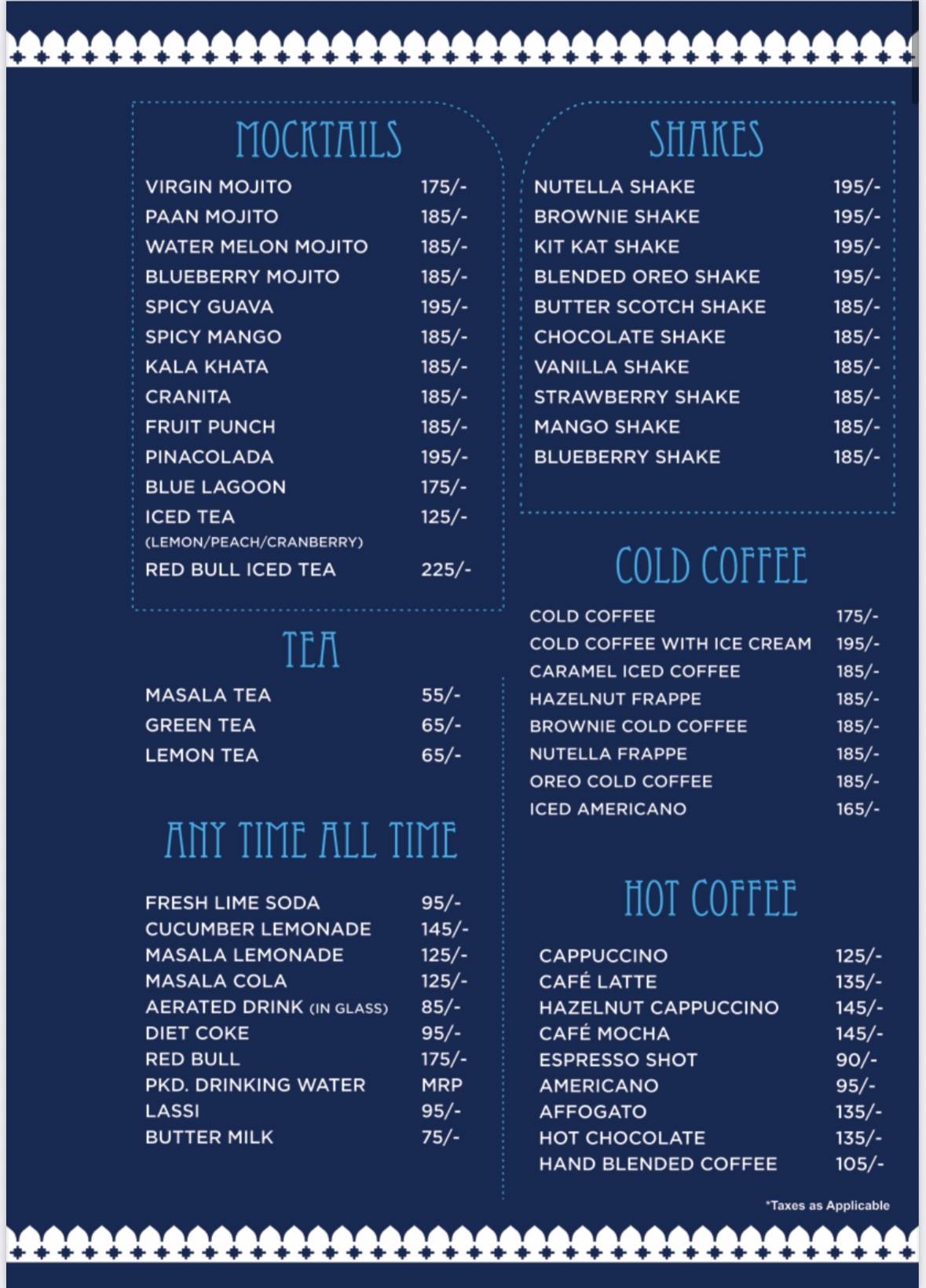 ASILAH JAIPUR menu