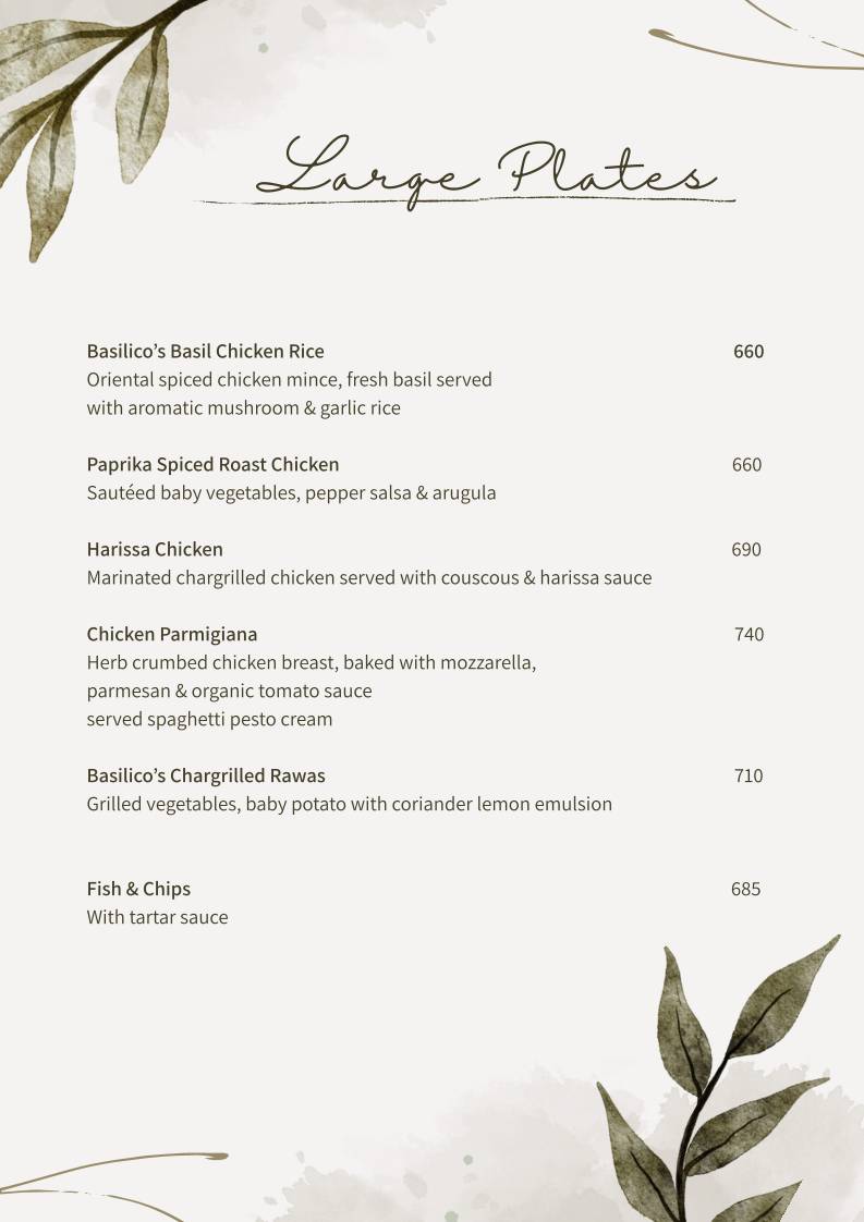 Cafe Basilico - Colaba menu