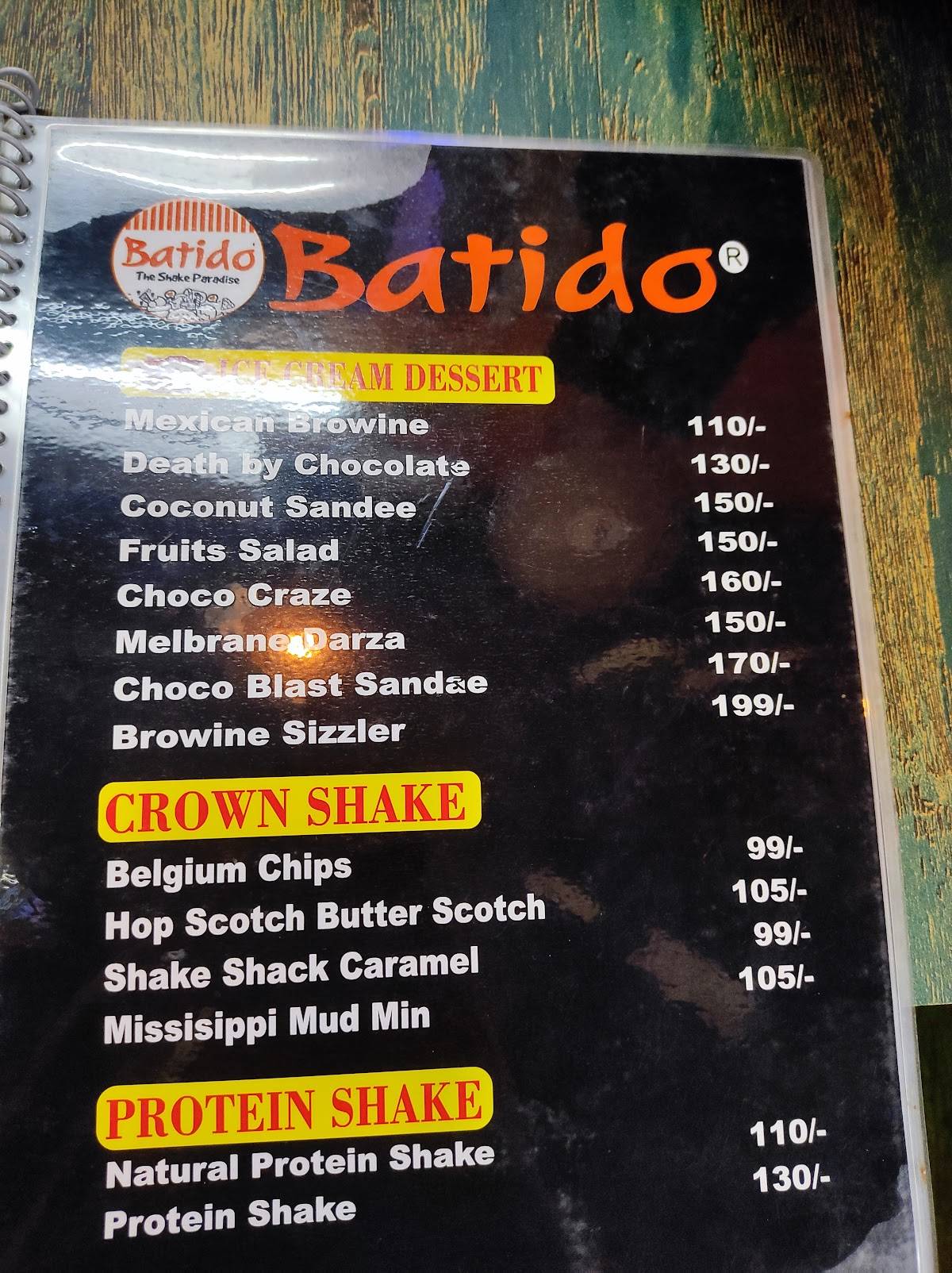 Batido - The Shake Paradise menu