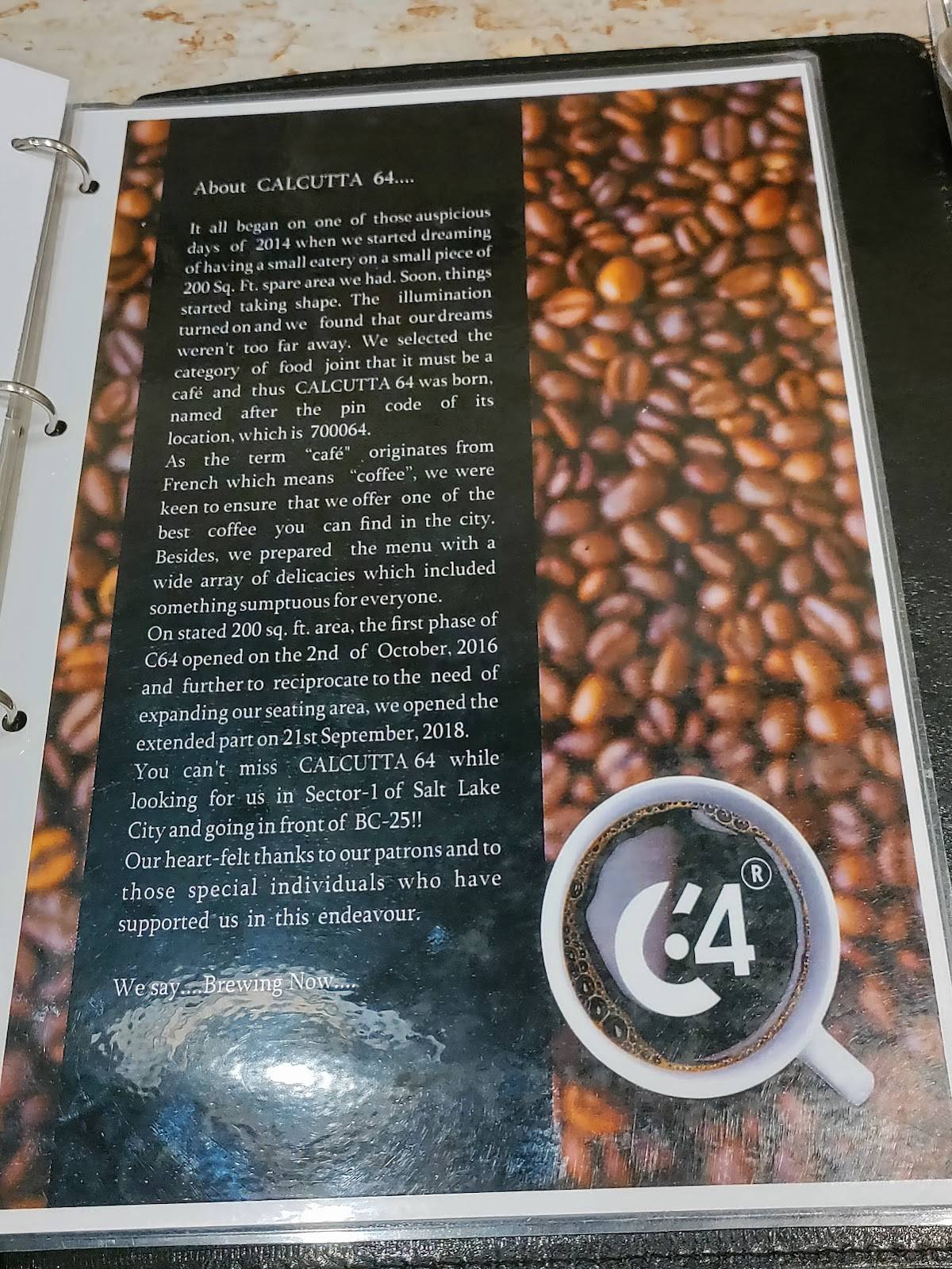 CALCUTTA 64 menu