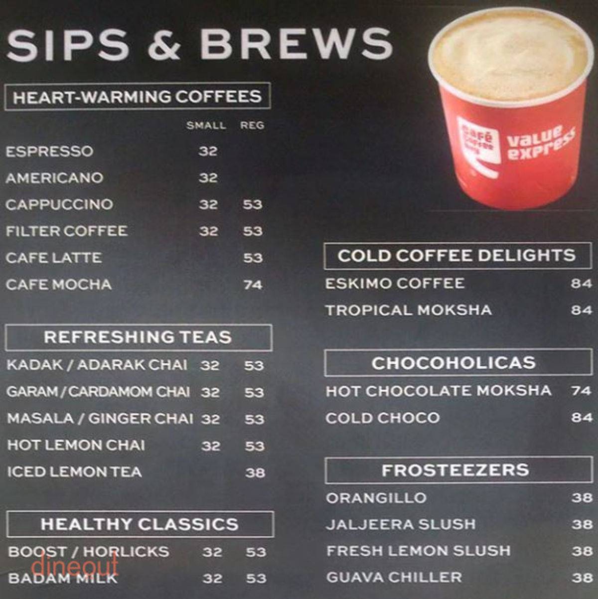 Café Coffee Day menu