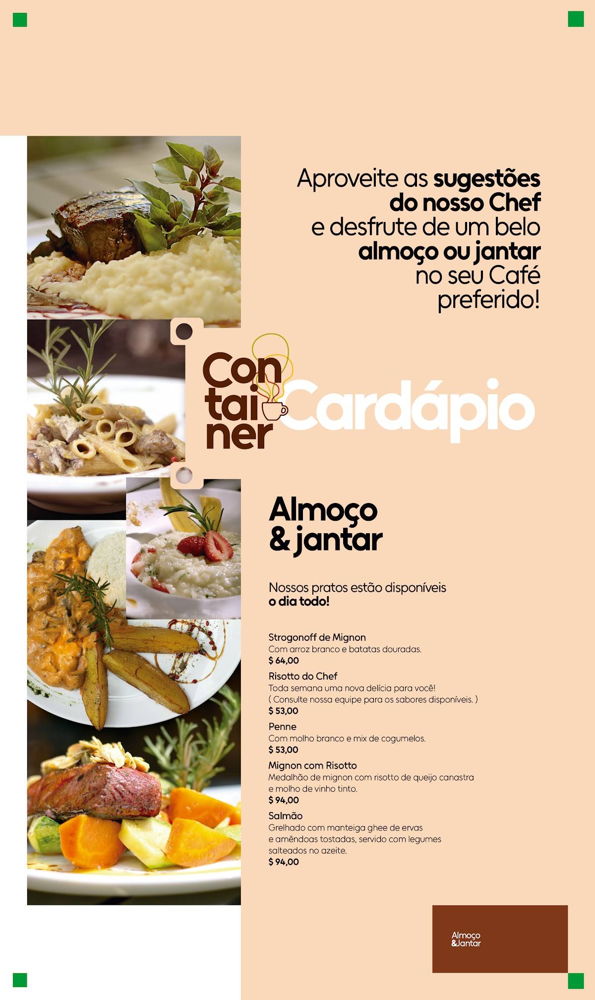 Café Container cardápio