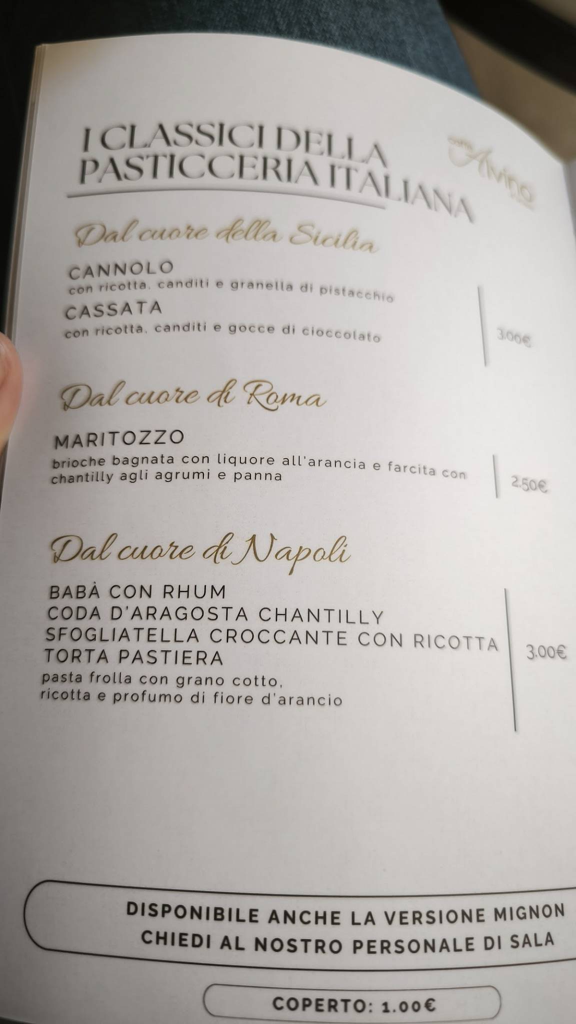 Menu di Caffè Alvino 