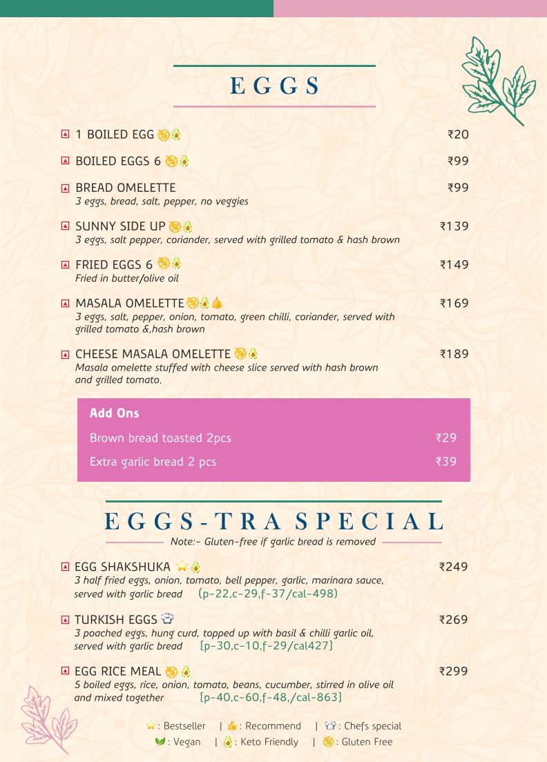 Café Caviar menu