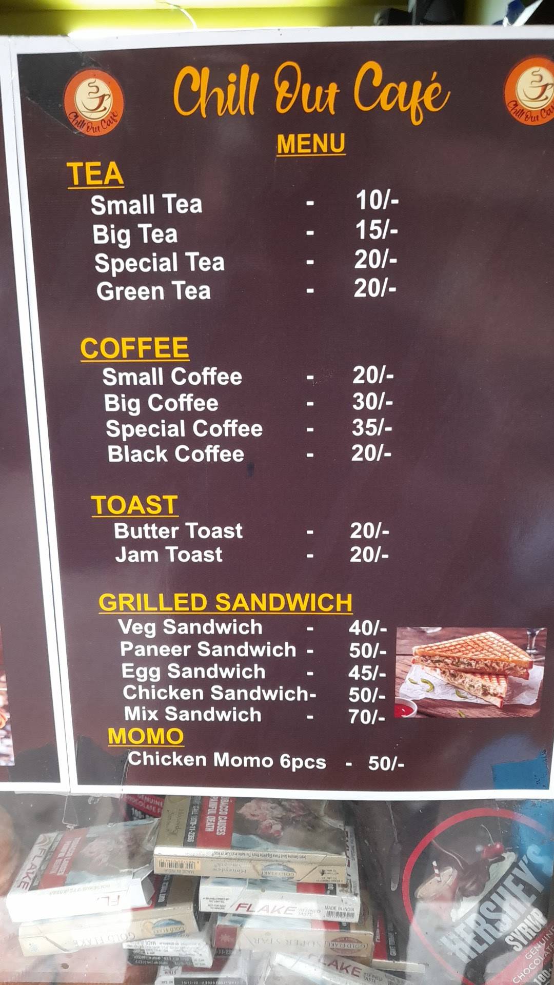 Chill Out Cafe menu