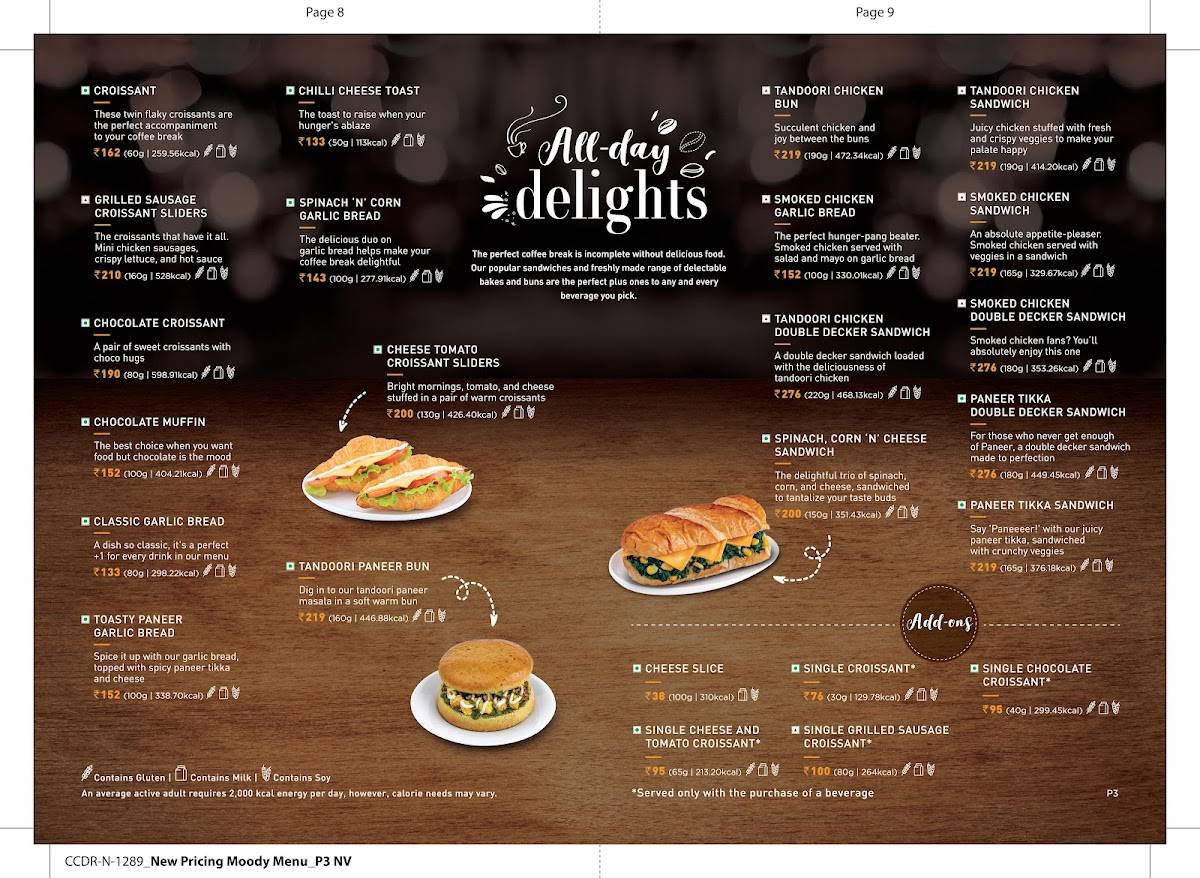 Cafe Coffee Day menu