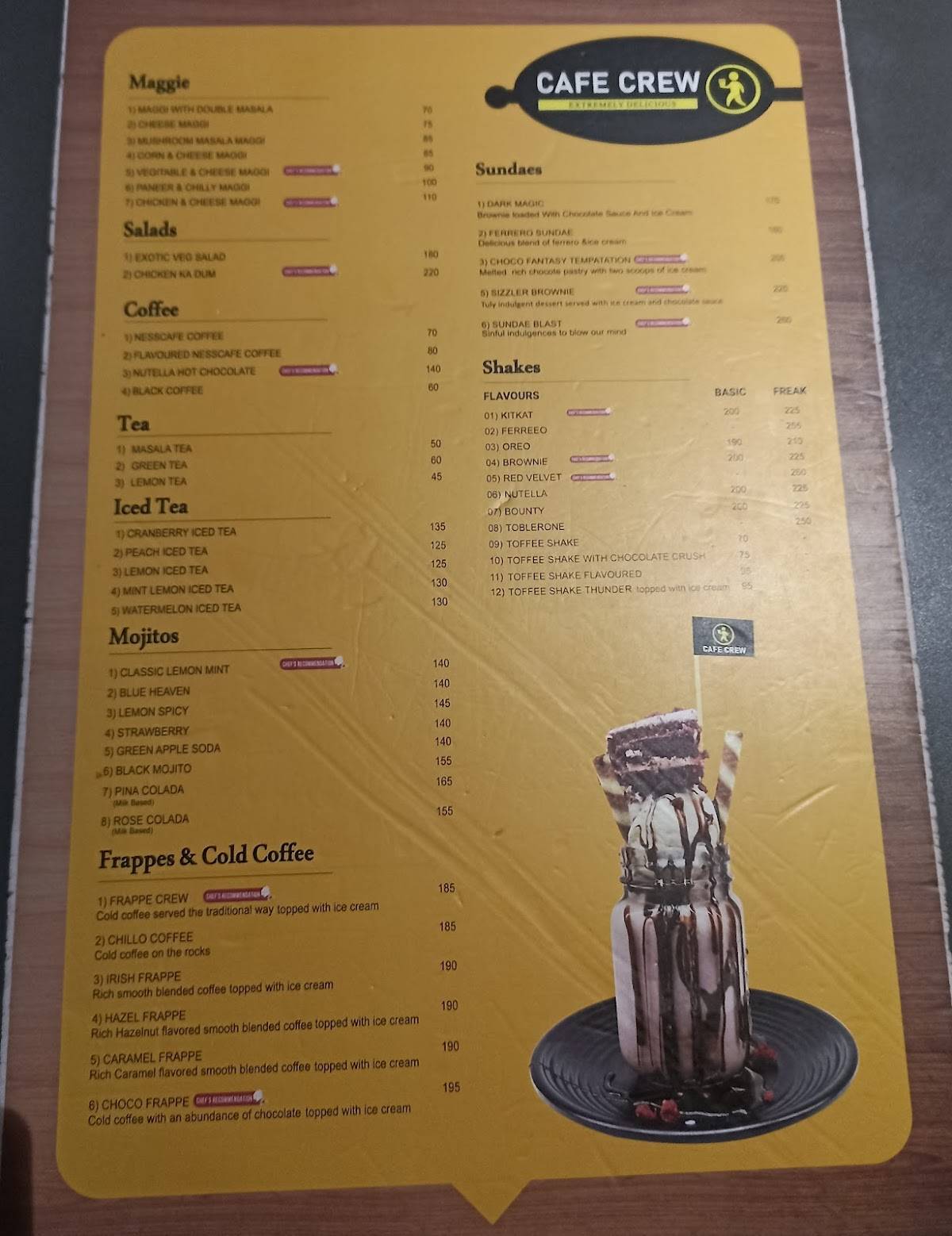 Cafe Crew menu